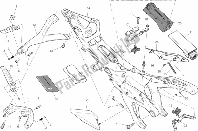 All parts for the Rear Frame Comp. Of the Ducati Superbike 1199 Panigale ABS USA 2013